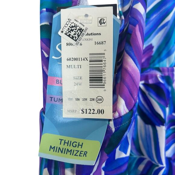 Swim Solutions Leaf Pattern One Piece Swimsuit Multicolor Women Plus Sz 24W NWT - Picture 4 of 8